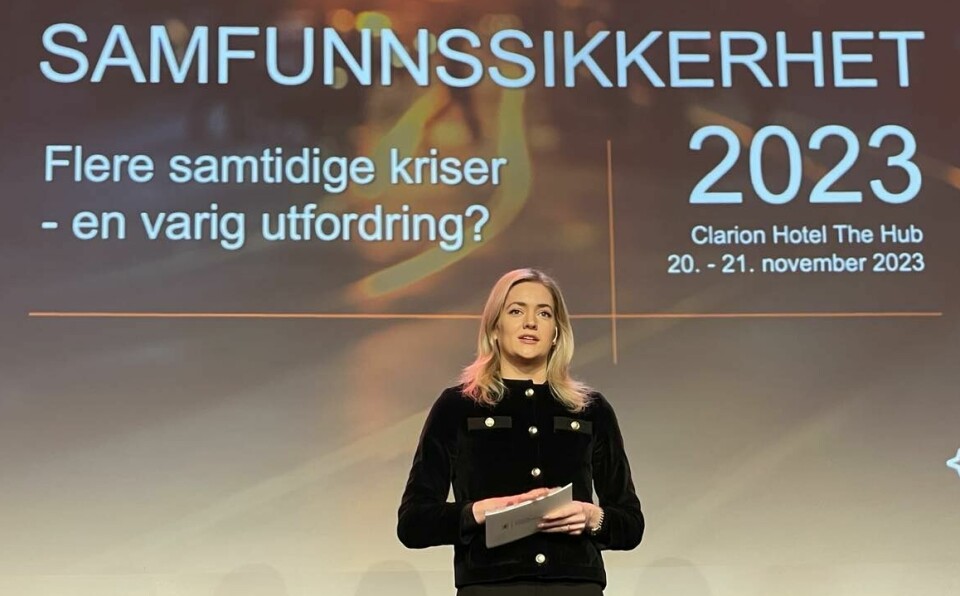 Justis- og beredskapsminister Emilie Enger Mehl åpnet Samfunnssikkerhetskonferansen 2023.