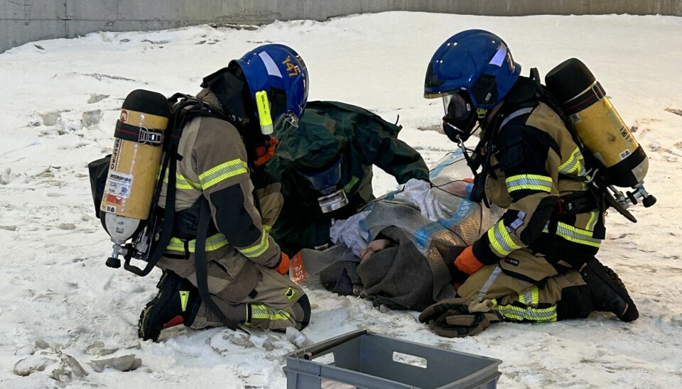Kulda gir ekstra utfordringer i rednings- og innsatsarbeidet. Bildet er fra en øvelse ved Rema 1000 i Nordland.