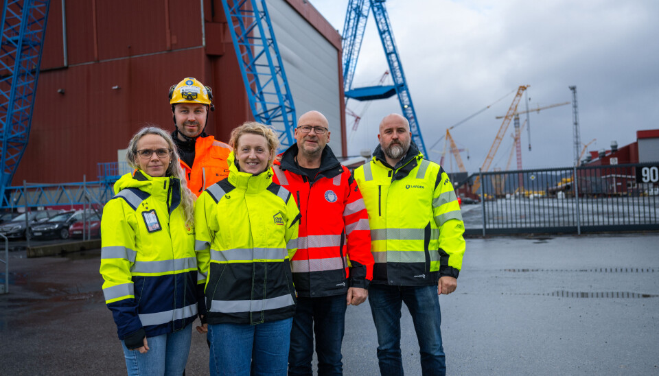 Denne gjengen er veldig glade for samordningsavtalen i Verdal Industripark. Fra venstre: Siri Strand, beredskapskoordinator Verdal kommune, Oddbjørn Hallan (bak), industrivernleder Aker Solutions Verdal, Ane Caspara Hammer, industrivernleder Overhalla Betongbygg AS, Bjørnar Håpnes, industrivernleder Tine Meierier SA og Tor Arne Næss, industrivernleder Lafopa AS.