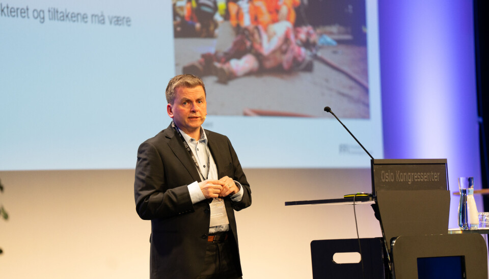 Stig Rune Sellevåg, sjefsforsker Forsvarets forskningsinstitutt, snakket om beskyttelse av sivile i krig og scenarioer for Norge på Samfunnssikkerhetskonferansen 2025.